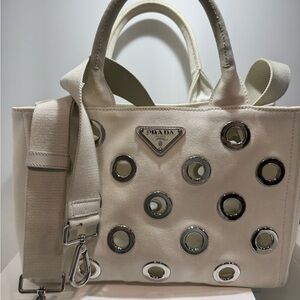 Prada Canapa With Punched Canvas Small with Strap
